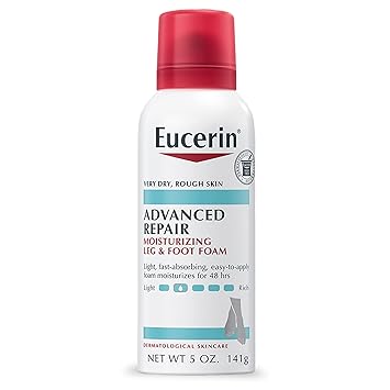 Eucerin进口代理批发 Eucerin 高级修复保湿腿部和足部泡沫，无味腿部和足部保湿霜，适合非常干燥、粗糙的皮肤，5 盎司罐装