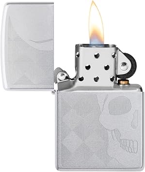 酷牌库|商品详情-Zippo进口代理批发 Zippo 骷髅设计自动雕刻缎面镀铬袖珍打火机