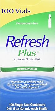 Refresh进口代理批发 Refresh Plus 润滑剂滴眼液持久缓解和保护轻度至中度干眼症 - 100 瓶一次性使用小瓶