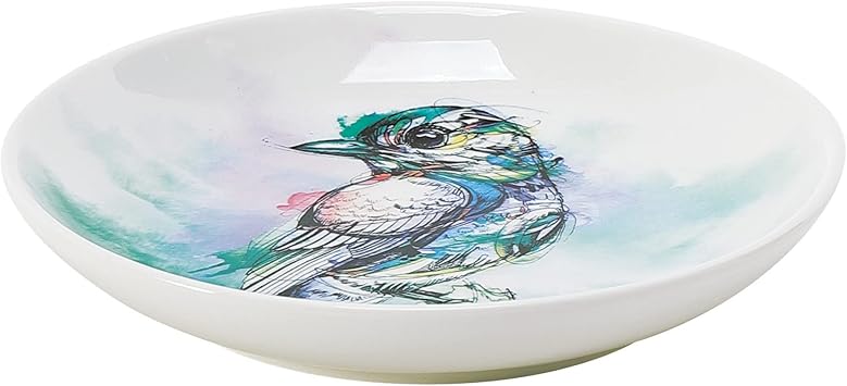 酷牌库|商品详情-Enesco进口代理批发 Enesco Izzy 和 Oliver Watercolors by Abby Diamond Teal Bird 小开胃盘，6 英寸，多色