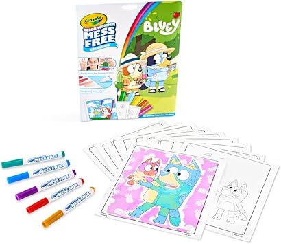 酷牌库|商品详情-Crayola进口代理批发 Crayola Bluey Color Wonder 着色套装，18 张蓝色着色页，适合幼儿的无乱着色，蓝色玩具，儿童节日礼物，圣诞袜