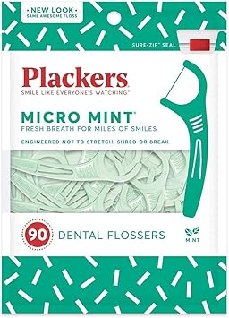 Plackers进口代理批发 Plackers 微型薄荷牙线棒，90 支（3 支装）