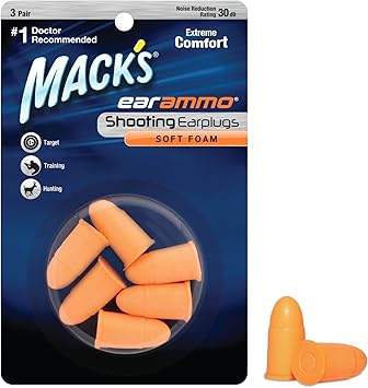 Mack's进口代理批发 Mack's Ear Ammo 软泡沫射击耳塞，3 对 - 用于狩猎、战术、目标、双向飞碟和陷阱射击的射击耳朵保护