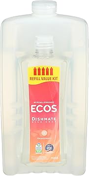 ECOS进口代理批发 ECOS 低过敏性 Dishmate，1 件装，葡萄柚，葡萄柚，葡萄柚，80 盎司瓶装，Earth Friendship Products 出品