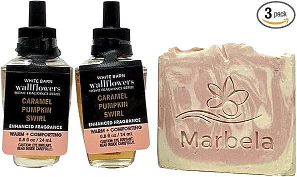 Bath & Body Works进口代理批发 Bath and Body Works 焦糖南瓜漩涡 2 件装 Wallflowers 家用香水补充装 - Marbela 肥皂样品