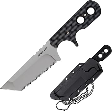 Cold Steel进口代理批发 Cold Steel 迷你 Tac Tanto 3.75 英寸 AUS8A 锋利刀片 3 英寸 Griv-Ex 手柄战术固定刀片颈刀带安全防爆护套