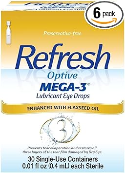 Refresh进口代理批发 Refresh Optive Mega-3 润滑剂滴眼液，30 粒一次性（2 件装）