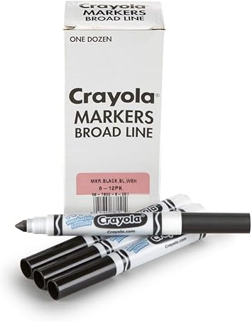 Crayola进口代理批发 Crayola 可水洗记号笔 - 黑色（12 克拉）、儿童粗线记号笔、适用于教室和教师的散装记号笔