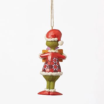 酷牌库|商品详情-Enesco进口代理批发 Enesco Dr. Seuss Grinch by Jim Shore Merry What Sign Santa Grinch 悬挂装饰品，手工制作，手绘收藏圣诞树装饰品家居装饰系列礼物，5 英寸，多色