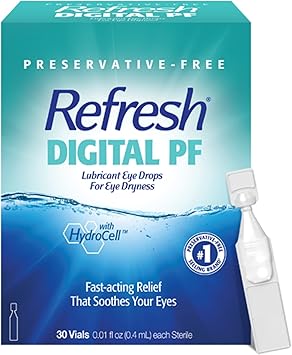 Refresh进口代理批发 Refresh Digital PF 润滑剂滴眼液，不含防腐剂，0.01 液体盎司一次性容器，30 片（1 包）