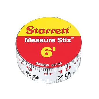 Starrett进口代理批发 Starrett Measure Stix SM66W 钢白色卷尺，带背胶，英式刻度样式，从左到右读数，6 英尺长，0.75 英寸宽，0.0625 英寸刻度间隔（1 包）