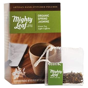 Mighty Leaf进口代理批发 Mighty 叶茶有机春茉莉花，整叶袋装，15 克拉