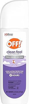 OFF!进口代理批发 离开！ Clean Feel 驱虫喷雾，含 20% 派卡瑞丁，驱虫喷雾，持久防蚊，皮肤感觉良好，6 盎司