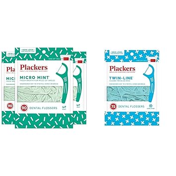 Plackers进口代理批发 Plackers 牙线棒和双线牙线器套装（3 件装，90 支和 75 支）