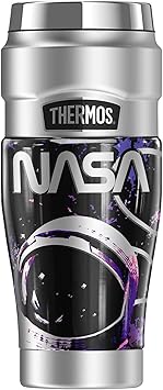 THERMOS进口代理批发 Nasa Worm 漂浮在太空中 THERMOS STAINLESS KING 不锈钢旅行杯，真空隔热，双层，16 盎司