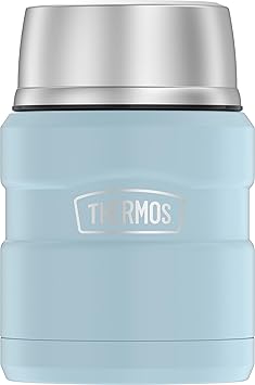 THERMOS进口代理批发 THERMOS ICON 真空隔热食品罐，带勺子，16 盎司，哑光粉蓝色