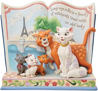 Enesco进口代理批发 Enesco 迪士尼传统，Jim Shore Aristocats 很久以前在巴黎故事书雕像，6.25 英寸，多色