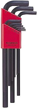 Bondhus进口代理批发 Bondhus 12199 9 件套六角 L 型扳手，长，尺寸 1.5-10mm