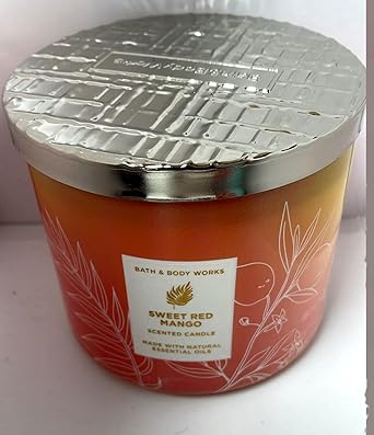 Bath & Body Works进口代理批发 Bath & Body Works，白色谷仓 3 芯蜡烛，含精油 - 14.5 盎司 - 2022 年春季香味！ （甜红芒果）