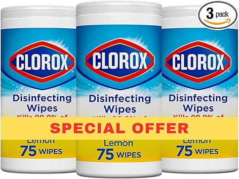 Clorox进口代理批发 Clorox 消毒湿巾超值装，清洁湿巾，每片 75 片，3 片装（包装可能有所不同）