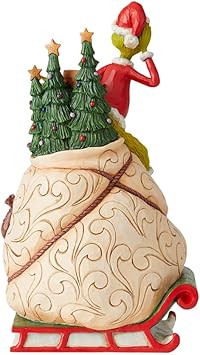 酷牌库|商品详情-Enesco进口代理批发 Enesco Dr. Seuss Grinch Jim Shore Santa Grinch 偷圣诞点亮旋转动画雕像 LED，手工制作树脂石雕像收藏圣诞雕像家居装饰，11.5 英寸，多色