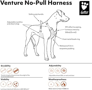 酷牌库|商品详情-Hurtta进口代理批发 Hurtta Venture 无拉力狗背带，沙棘，14-16 英寸