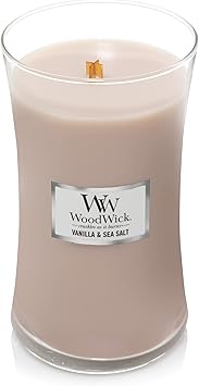 酷牌库|商品详情-WoodWick进口代理批发 WoodWick 大沙漏蜡烛，香草海盐 - 优质大豆混合蜡，Pluswick Innovation 木芯，美国制造和大沙漏蜡烛，薰衣草 Spa - 优质大豆混合蜡