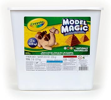 Crayola进口代理批发 Crayola Model Magic Naturals，4 包（8 盎司），散装造型粘土替代品，教室工艺用品，2 磅桶