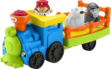 Fisher-Price进口代理批发 Fisher-Price Little People 幼儿玩具火车 Choo-Choo 动物园，带音乐声和 3 个玩偶，适合 1 岁以上假装玩耍