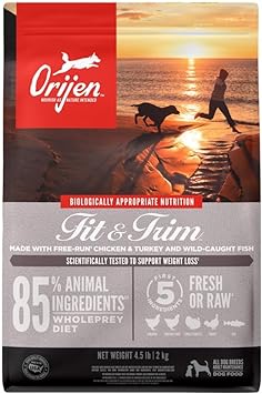 Orijen进口代理批发 Orijen 干狗粮，Fit & Trim，生物学上合适的无谷物食品 4.5 磅，灰色