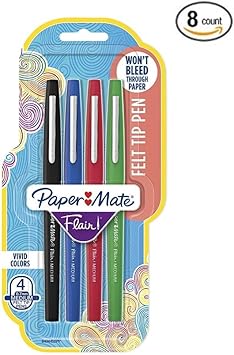 酷牌库|商品详情-Paper Mate进口代理批发 Paper Mate Flair 毡尖笔，中号（0.7 毫米），商务色，8 支