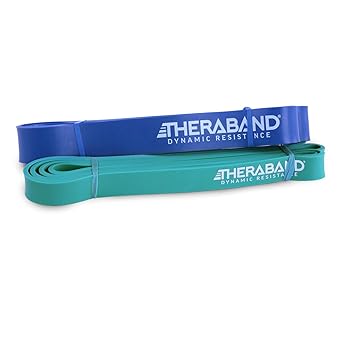 酷牌库|商品详情-Theraband进口代理批发 THERABAND 高阻力带，2 件套弹性超级带，用于提高灵活性、损伤康复和全身锻炼，用于提升的重型弹力带，1 个中型弹力带和 1 个重型弹力带