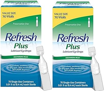 Refresh进口代理批发 Refresh Plus 润滑剂滴眼液，超值尺寸，70-0.01 液量盎司（0.4 毫升）容器（2 件装）