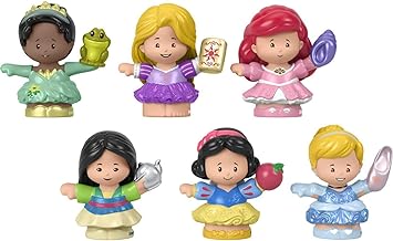 Fisher-Price进口代理批发 Fisher-Price Little People 幼儿玩具迪士尼公主礼品套装，含 6 个角色人物，适合学龄前儿童假装玩耍，适合 18 个月以上（亚马逊独家）