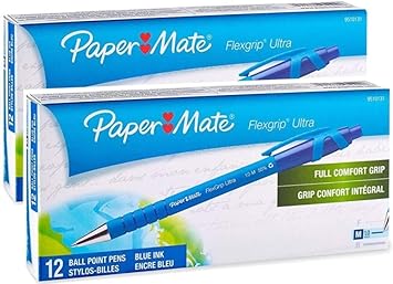 Paper Mate进口代理批发 Paper Mate 9510131 Flexgrip Ultra ST 可伸缩圆珠笔，每盒 12 支，每盒 2 盒，笔尖尺寸 1 毫米，蓝色；具有带纹理的橡胶枪管；钢制法兰头具有额外的耐用性