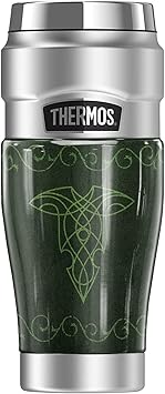 THERMOS进口代理批发 指环王 Lorien Sigil 叶子 THERMOS 不锈钢 KING 不锈钢旅行杯，真空隔热，双层，16 盎司