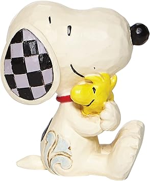 Enesco进口代理批发 Enesco Peanuts by Jim Shore 史努比拥抱伍德斯托克微型雕像，2.5 英寸，多色