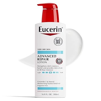 Eucerin进口代理批发 Eucerin 高级修复身体乳液，适合非常干燥的皮肤，无味乳液，含有神经酰胺，16.9 液体盎司瓶