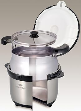 酷牌库|商品详情-THERMOS进口代理批发 Thermos KBG-3000 CS 真空隔热炊具，Shuttle Chef，7.1 加仑（3.0 升）（3 至 5 人）透明不锈钢