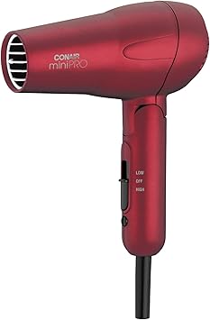 CONAIR进口代理批发 Conair miniPRO 电气石陶瓷旅行吹风机，带折叠手柄，红色