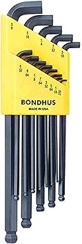 Bondhus进口代理批发 Bondhus 16537 13 件套球头起子粗短 L 型扳手，尺寸 0.050-3/8 英寸