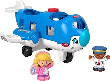 Fisher-Price进口代理批发 Fisher-Price Little People 音乐幼儿玩具一起旅行飞机带灯光、声音和 2 个玩偶，适合 1 岁以上