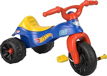 Fisher-Price进口代理批发 Fisher-Price Hot Wheels 幼儿三轮车坚固的三轮车玩具自行车，带车把握把和储物空间，适合 2 岁以上学龄前儿童（亚马逊独家）