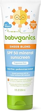 Babyganics进口代理批发 Babyganics SPF 50 矿物防晒乳液，纯粹混合，UVA UVB 防护，不含辛酸和氧苯酮，防水，无香料，8 盎司