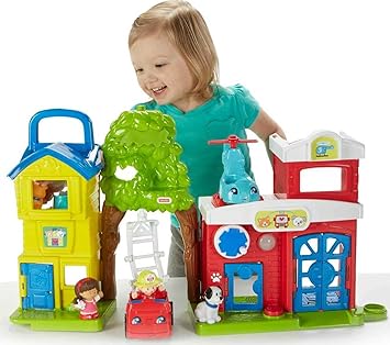 Fisher-Price进口代理批发 Fisher-Price Little People 幼儿玩具动物救援玩具套装，带灯光、声音、人物和车辆，适合 1 岁以上儿童（亚马逊独家）