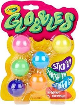 Crayola进口代理批发 Crayola Globbles 烦躁玩具（6 克拉），粘性烦躁球，儿童挤压礼物，儿童感官玩具，压力玩具，儿童圣诞袜，4+