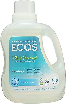 ECOS进口代理批发 Ecos EarthFriendly Ultra 2x 全天然洗衣粉 - 免费透明 - 100 盎司 4 件装