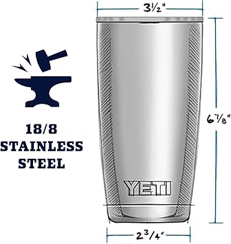 酷牌库|商品详情-YETI进口代理批发 YETI Rambler 20 盎司不倒翁颜色，不锈钢，真空绝缘，带 MagSlider 盖，离岸蓝色