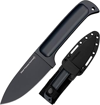 Cold Steel进口代理批发 Cold Steel 锻造猎人 4 英寸 52100 高碳钢水滴点固定刀片多用途户外游戏狩猎实用刀，4-5/8 英寸手柄，耐候安全防爆护套