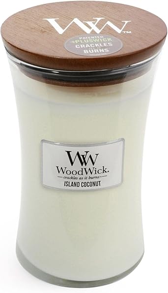 WoodWick进口代理批发 WoodWick 香草豆玻璃罐香薰蜡烛，大号 22 盎司。